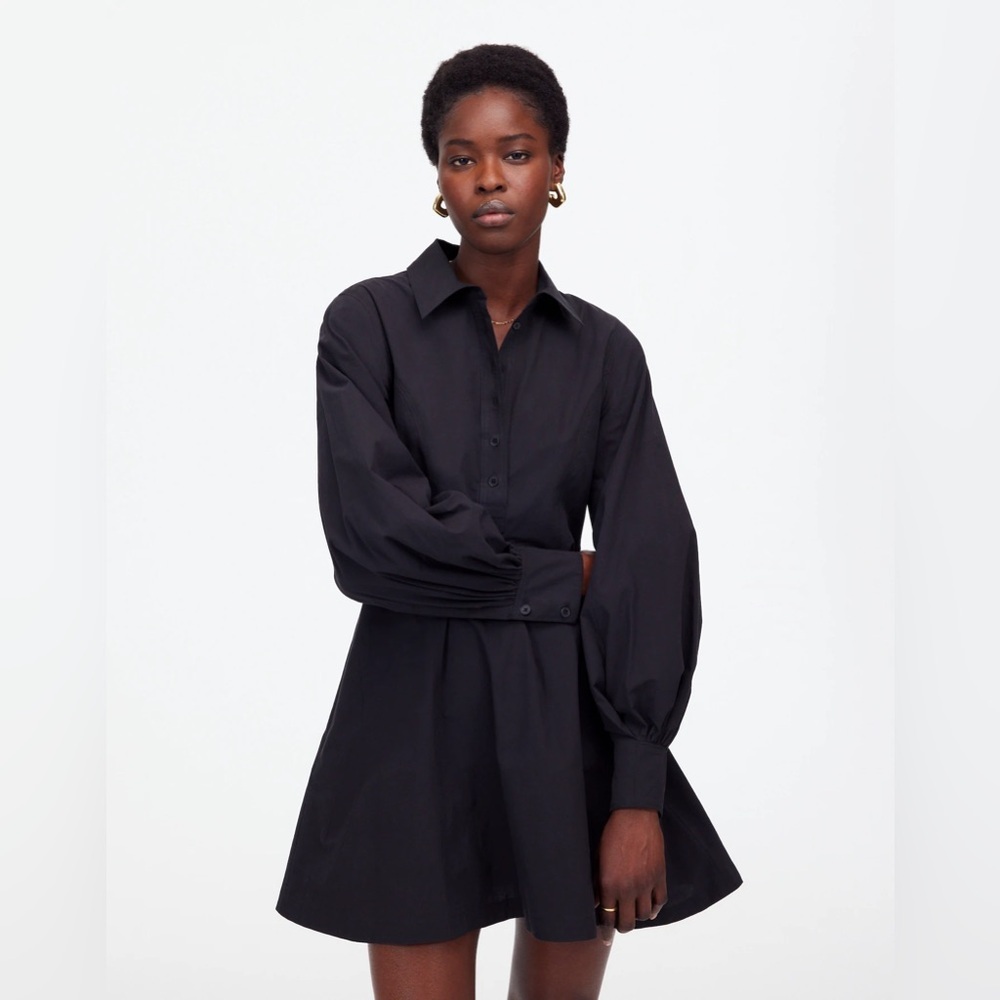 NWT Madewell Seamed Long-Sleeve Mini Shirtdress in Poplin